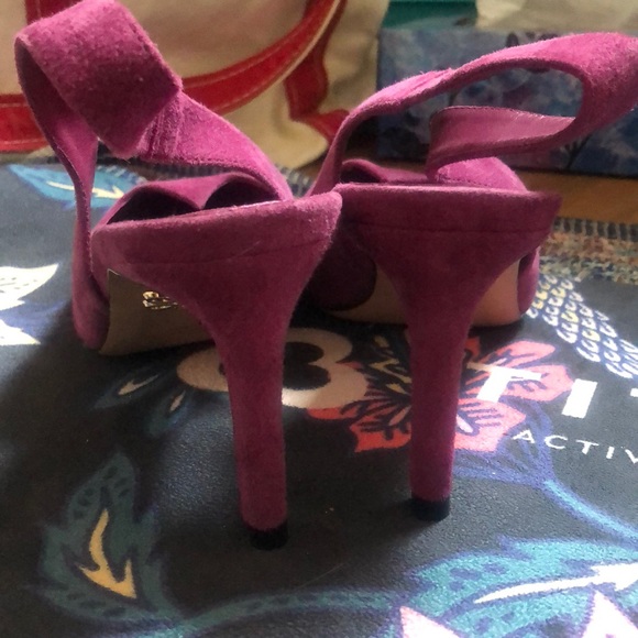 Purple suede sling-back pumps - Picture 3 of 5